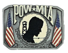 Pow Mia Usa Flag Military Enameled Belt Buckle Bergamot New