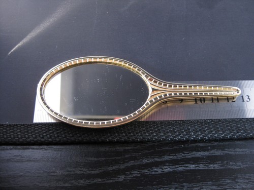 Miniature gold metal hand mirror - Picture 6 of 6