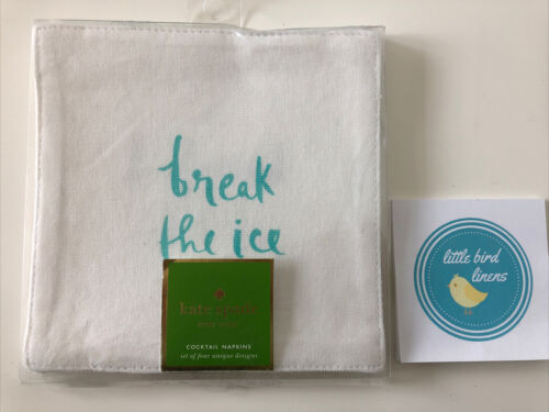 Set/4 Kate Spade Cocktail Napkins Small Talk 6" x 6" White Multi New 2 available - Picture 2 of 7
