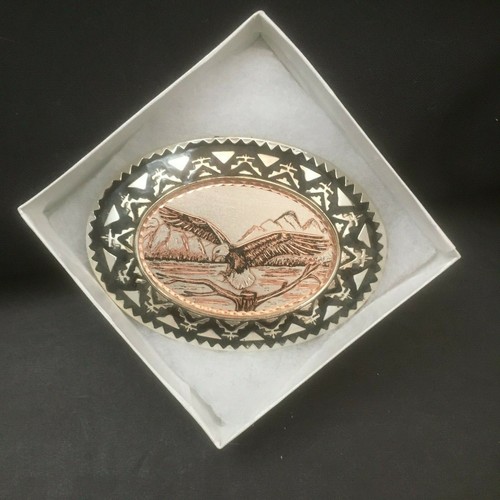 'Copper Reflections' Belt Buckle, Bald Eagle 3.5" x 2.5" Copper/Silver Materials - Picture 2 of 5