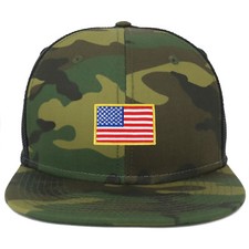 Oversize XXL Small USA Flag Patch Camouflage Flatbill Mesh Snapback Cap