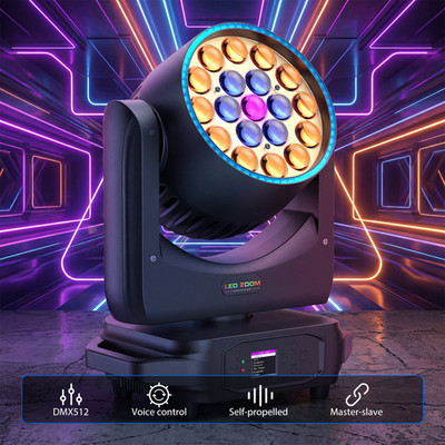 380W Moving Head Light RGBW LED Zoom DMX512 Stage Lighting For Party Show Disco