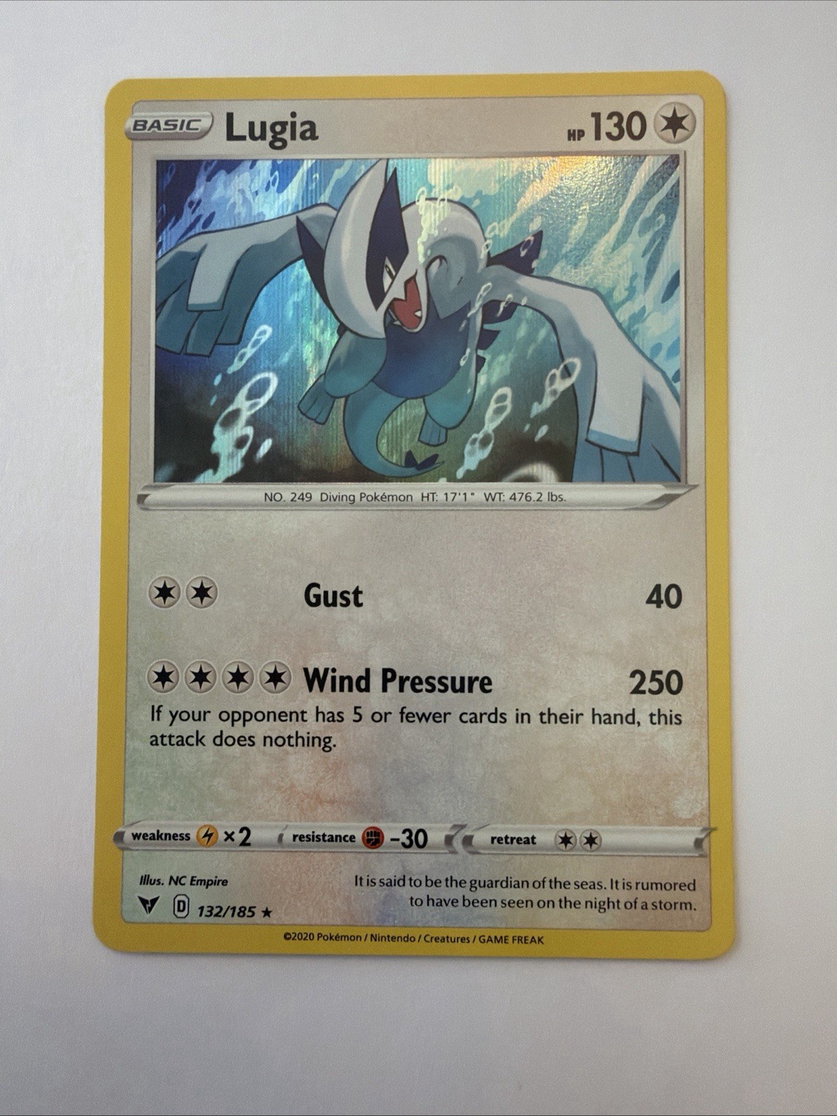 Lugia 132/185 Holo Rare SWSH04: Vivid Voltage Pokemon NM