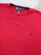 CHAPS Sweater Mens XL Red Pullover Cotton Crew Neck Classic Long Sleeve