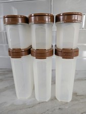 Vintage Tupperware Modular Mates Spice Shaker Containers Brown Lids Set of 6