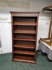 OLD CHARM LARGE OAK BOOKCASE/OAK BOOKCASE/DISPLAY STAND/5 SHELF CARVED BOOKCASE2