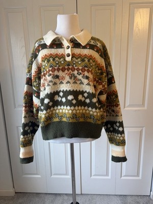 Vintage Retro Style Grandpa Sweater Fall Women s Xl Collar