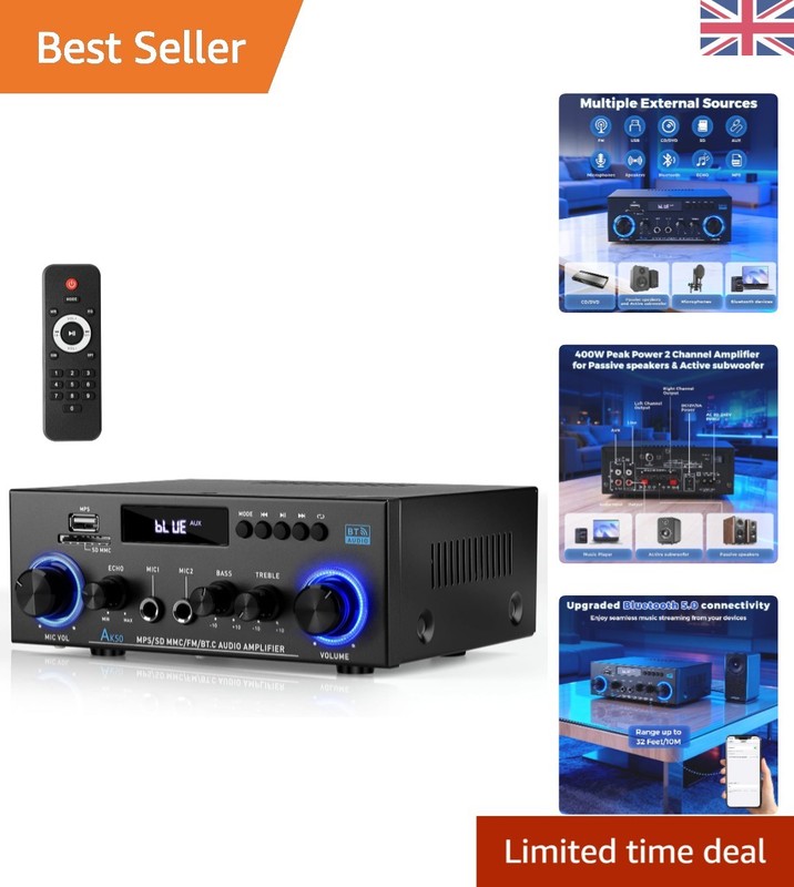Stylish 800W HiFi Amplifier with LCD, SD/USB Inputs & Ultimate Sound Control