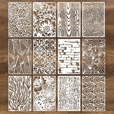 12Pcs Mixed Media Stencils for Crafts, Reusable 2.0, white