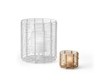 Sale - Philippi Cane Teelichthalter S, H 9 Cm, Schilfrohr, Stahl, Glas, Matt