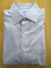 NWOT Brooks Brothers Non Iron Gray White Stripe Spread Collar 15-33 MSRP 92