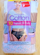 Women's Hanes HI CUTS Underwear 6 M 7 L 8 XL Cotton Multicolor 10-PACK NWT