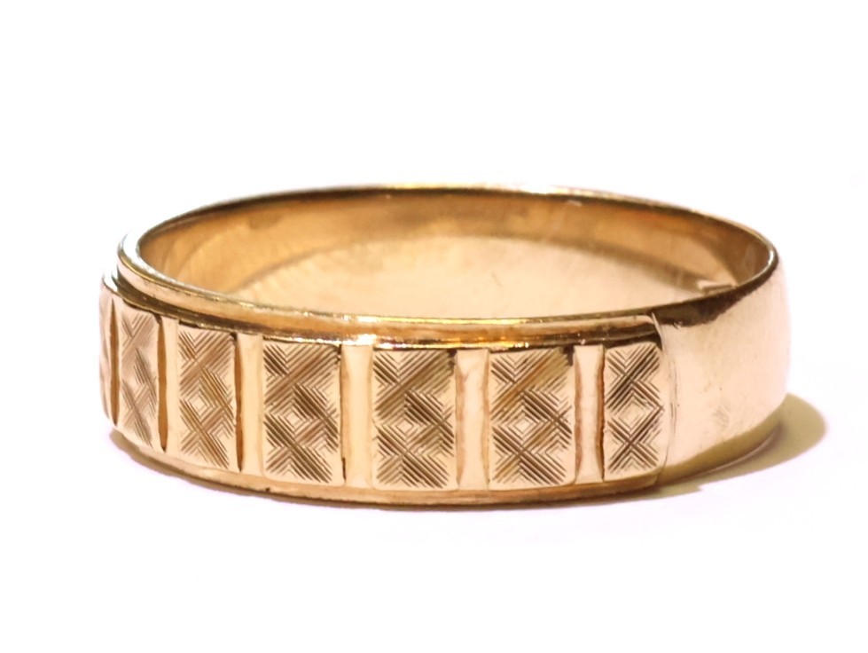 14k yellow solid gold pattern wedding band ring 6… - image 5