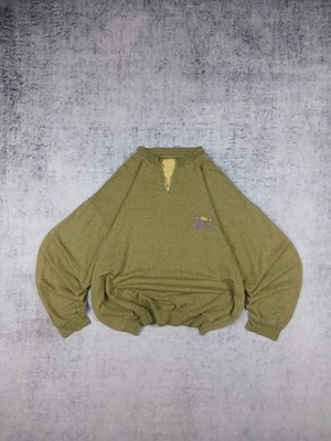 Vintage Half Zip Sweatshirt Olivgrün - Ultra Boxy Crop Fit - XL