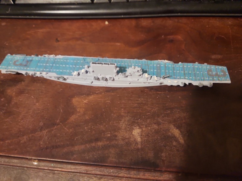 Painted 1/1200 Scale WWII Carrier USS SARATOGA 1943 With Deck Markings SUPERIOR 