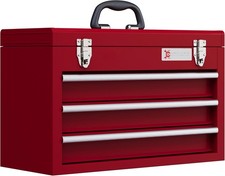 3 Drawer Tool Chest, Lockable Metal Tool Box with Ball Bearing Runners, Portable