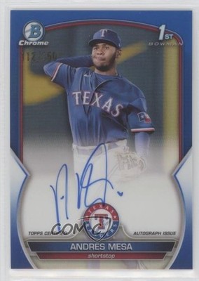 2023 Bowman Chrome Prospect Blue Refractor 112/150 Andres Mesa #CPA-AM Auto sc8