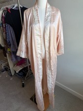 Christian Dior Lounge Wear Pink Satin Geometric Robe 3/4 Sleeve Collared OS