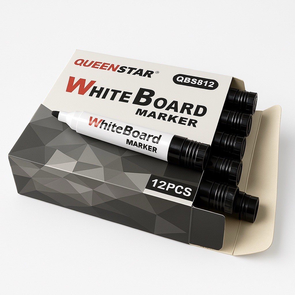 QUEEN STAR 12pcs-Dry Erase -White Board Marker pen- black
