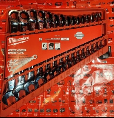  NEW  Milwaukee SAE Ratcheting Combination Wrench Set (15-Piece)