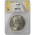 1928 Peace Dollar MS 62 ANACS Silver Uncirculated $1 Coin SKU:I20767