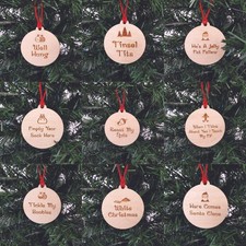 Funny / Rude Christmas Baubles Merry Personalised Wooden Hanging Tree Decoration