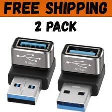 90 Degree USB 3.0 Adapter 2 Pack, Up and Down Right Angle USB A Male to Female