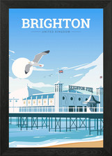 Brighton Pier Reiseposter gerahmtes Wandbild Poster Leinwanddruck Bild
