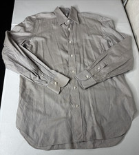 Men's BORRELLI NAPOLI Plaid Beige Blue Dress Shirt Size 15 1/2 - 39 ITALY