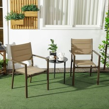 2 PCs Garden Dining Chairs, Stackable Aluminium Outdoor Armchairs, Refurbished