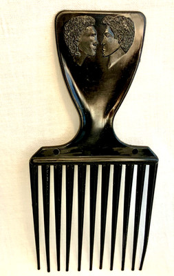 Vintage Black Plastic Afro Comb Hair Pick Cornell USA Retro Style Rare Design