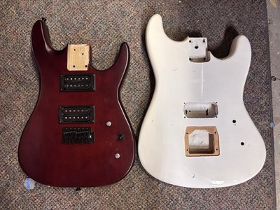 Lot of 19 Electric Guitar Bodies for Luthier Project, Dean Vendetta & Hondo?
