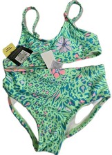 Art Class Girls 2 Piece Swimwear Light Green With Floral Print Size M Nwt 11A9