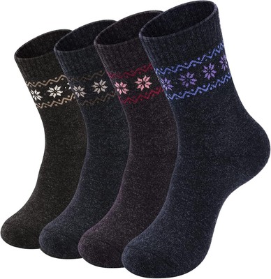 NinetoFiveLife Pack of 4 Womens Merino Wool Socks Winter Hiking Knit... 