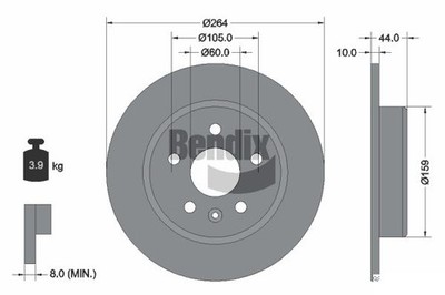 2 PCS BENDIX Braking BDS1475 Brake Disc