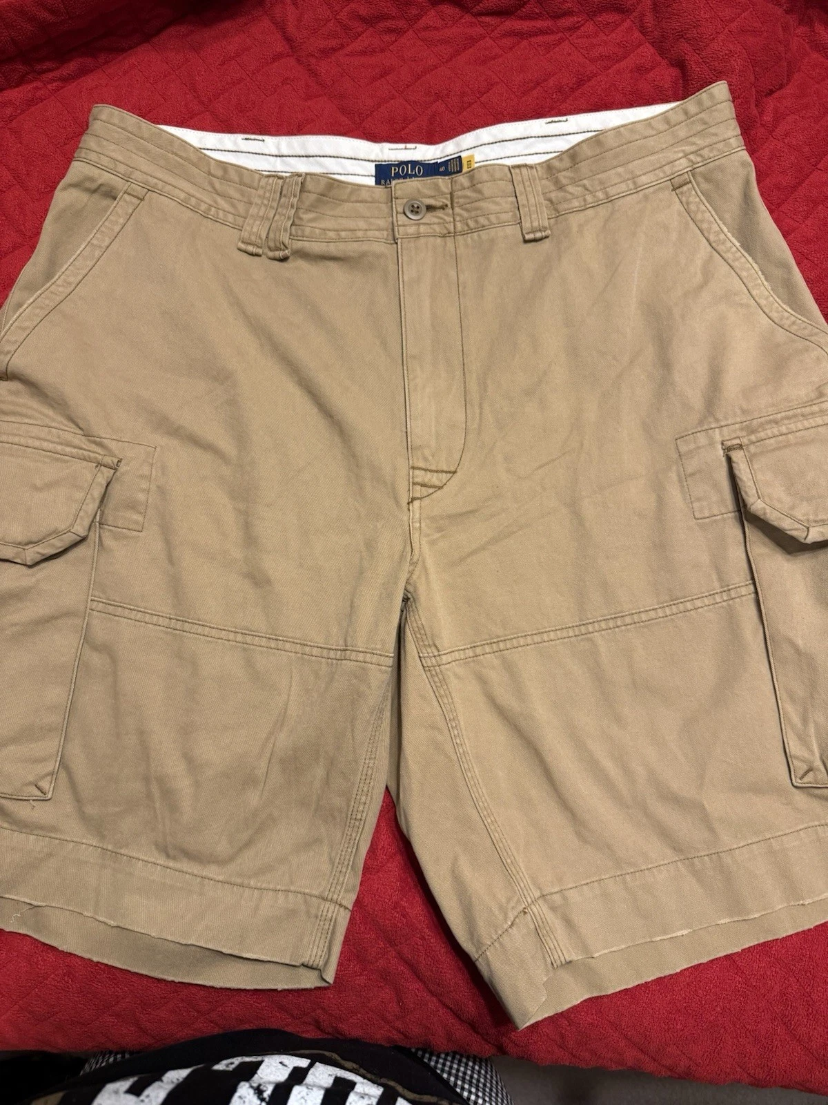 Polo Ralph Lauren Cargo Shorts Mens Size 40 Big Khaki Beige Utility Cotton