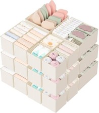 Drawer Organizer 18-Piece Set, Dresser Organizer for Baby 18 Pack Beige