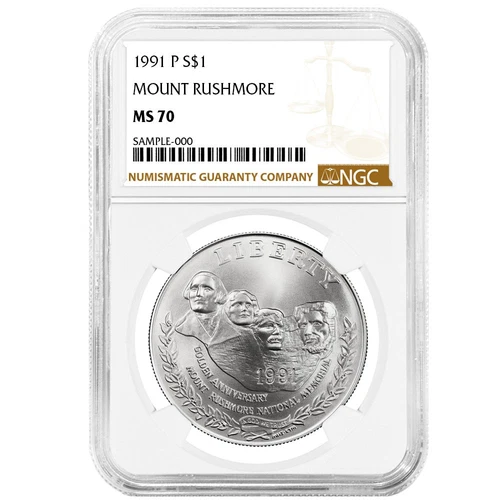 1991-P Mount Rushmore $1 Silver Commemorative NGC MS70 Brown Label