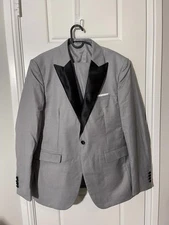 WANGYUE Suits for Men Size Small Gray 3 Pieces Notch Lapel 