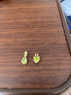 Two 14k Yellow Gold Oval Peridot Pendants