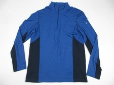 Mens Large Smartwool Merino Sport 150 1/4 zip pullover blue wool
