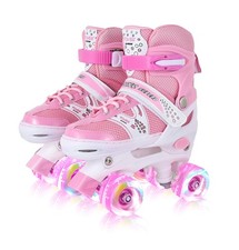 Adjustable Roller Skates for Girls Kids, 4 Sizes, All Wheels Light Up, Begi...