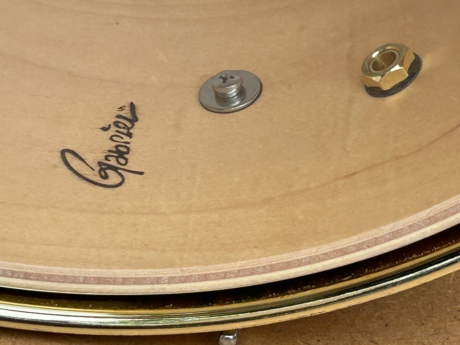 GABRIEL PMBB Limited Edition 14''x6.5'' Snare Drum-Palisander with Gold Hardware photo 10