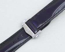 For OMEGA Smooth Leather Watch Glossy BLACK S...