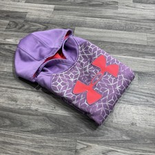 Under Armour Youth Medium Purple Hoodie Pink Logo Loose Fit
