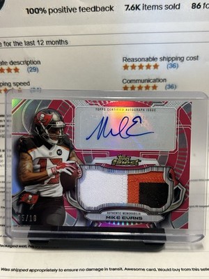 Mike Evans Auto 3 Color Patch 2015 Topps Finest Pink Refractor /10 Bucs 49ers