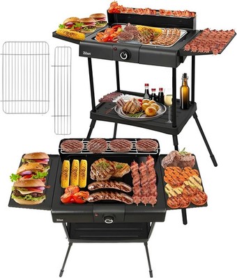 2in1 Elektro Grill Standgrill Tischgrill elektrisch 2.400 Watt - Elektrogrill