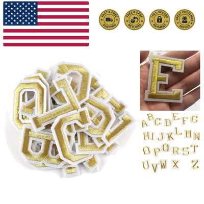 Versatile 26 PCS Gold Alphabet Iron-On Patches for Clothing & Accessories