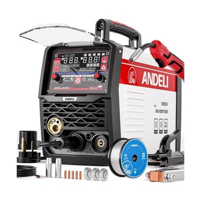 ANDELI 205A MIG Welder, 6-In-1 Multi Process Gas MIG/Spool Gun MIG/Flux Core ...
