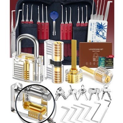 Lockpicking Set 37+5 Stück mit transparenten Schlösser Anfänger Profi